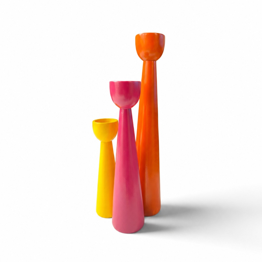Totem Wooden Candle Holders — Set of 3