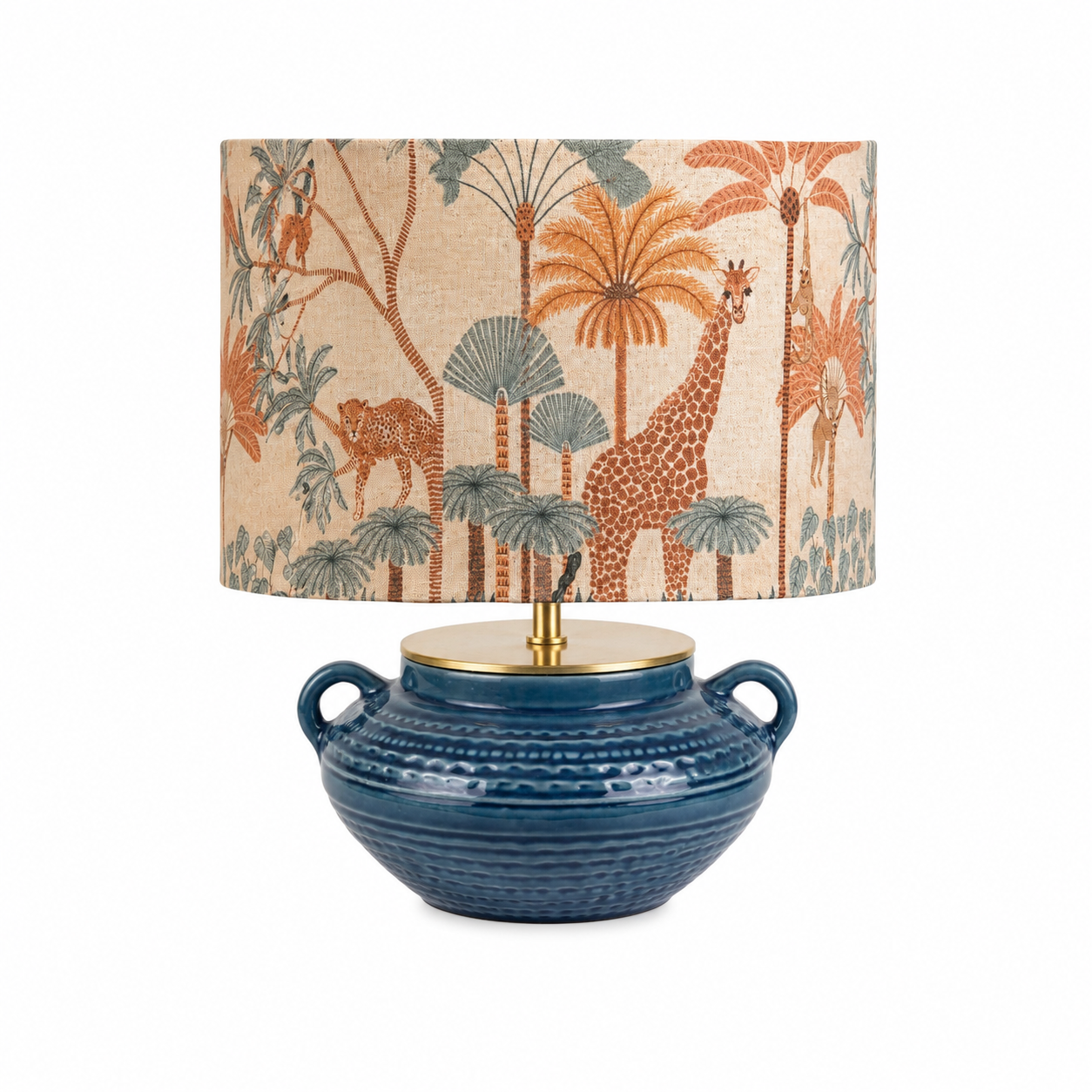 Peach and Green Jungle Handmade Lampshade - Ø35 × H22 cm