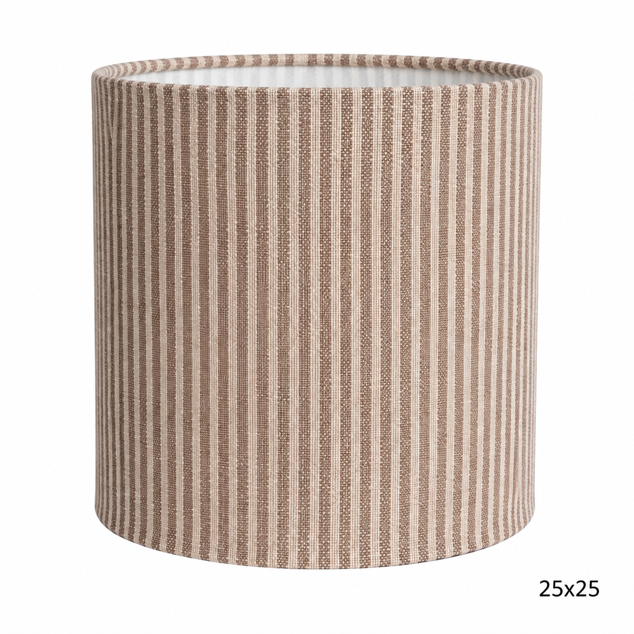 Striped Beige and Mocha Handmade Lampshade - Ø25 × H25 cm
