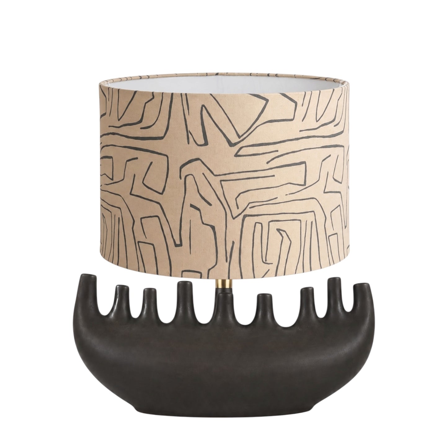 Charcoal Waves Sculptural Lamp Base