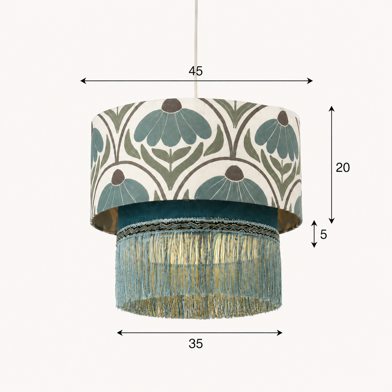 Green Bloom Handmade Lampshade - Ø45 × H25 cm (Pendant)