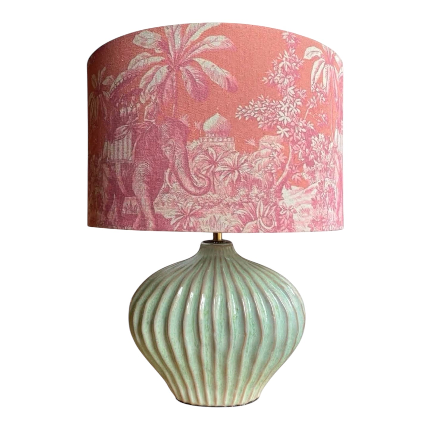 Pink and Peach Elephant Handmade Lampshade - Ø33 × H20 cm