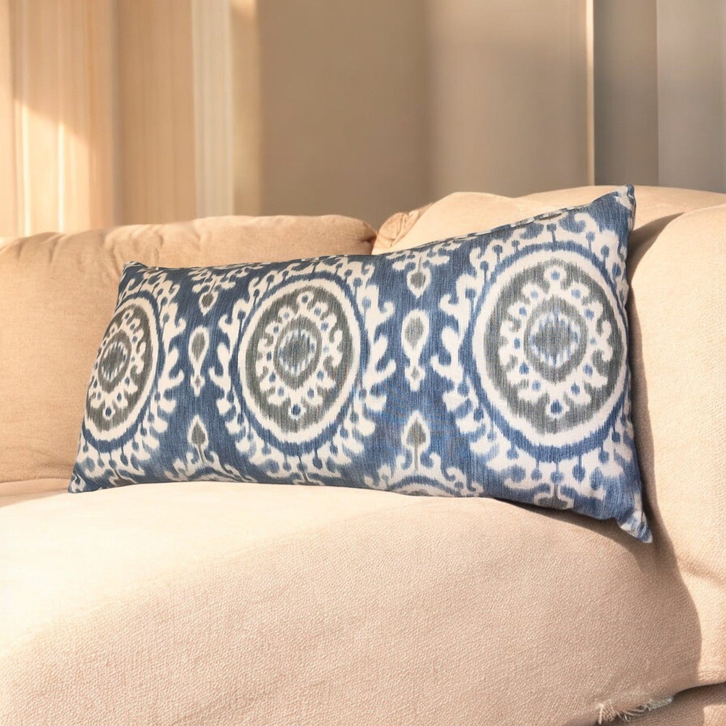 Blue & White Boho Cushion