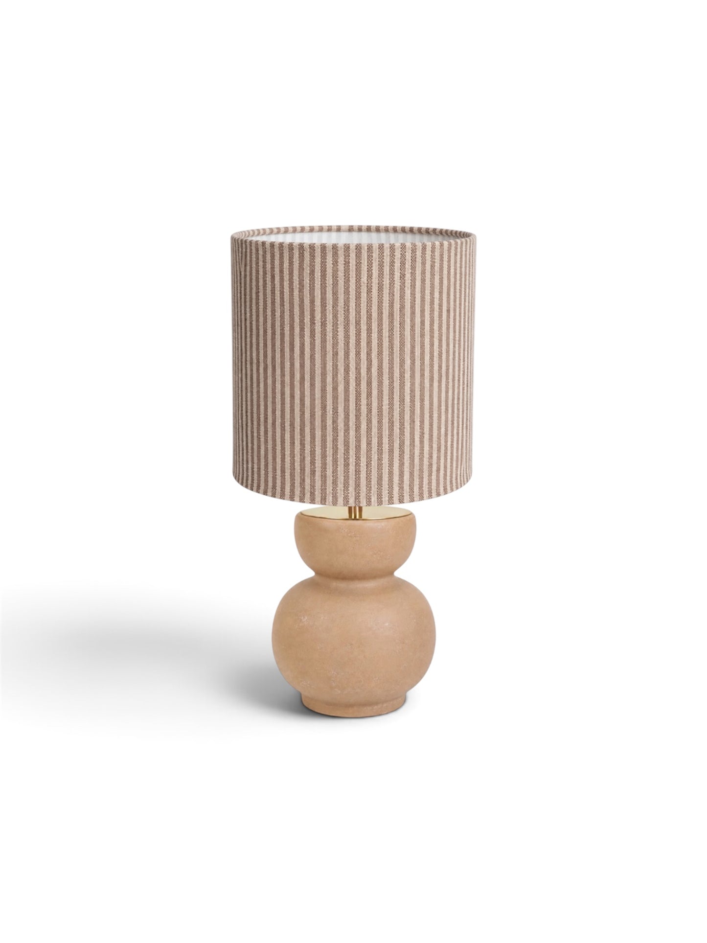 Striped Beige and Mocha Handmade Lampshade - Ø25 × H25 cm