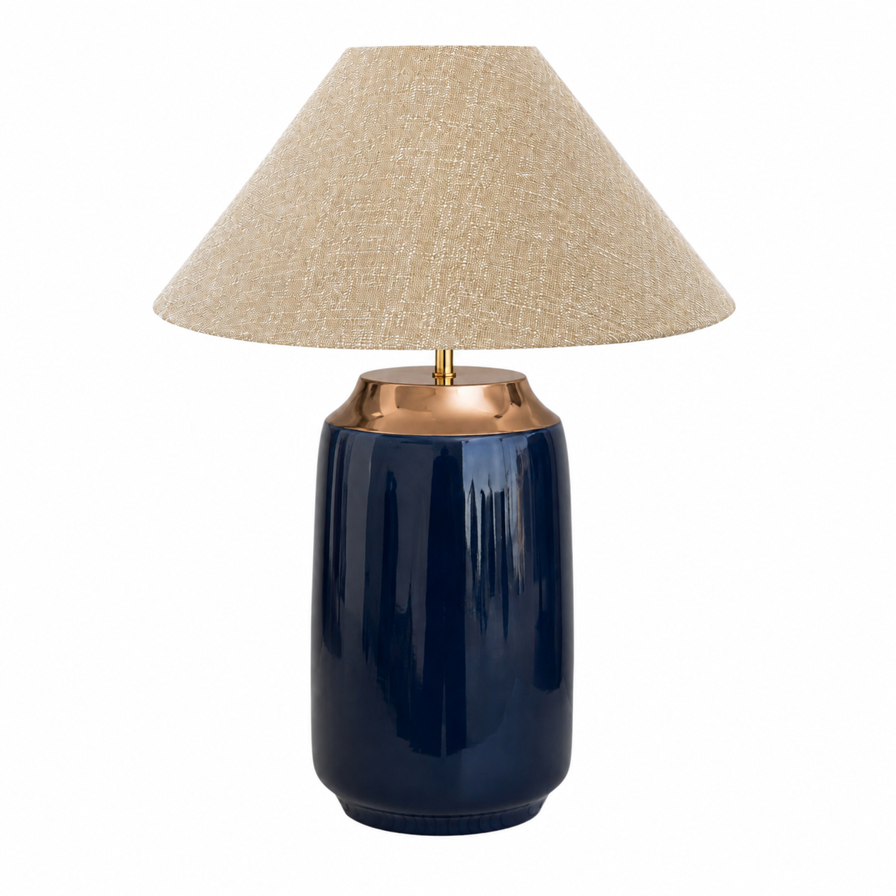 Textured Beige Conical-Shaped Handmade Lampshade - Ø41 × H13.6 cm