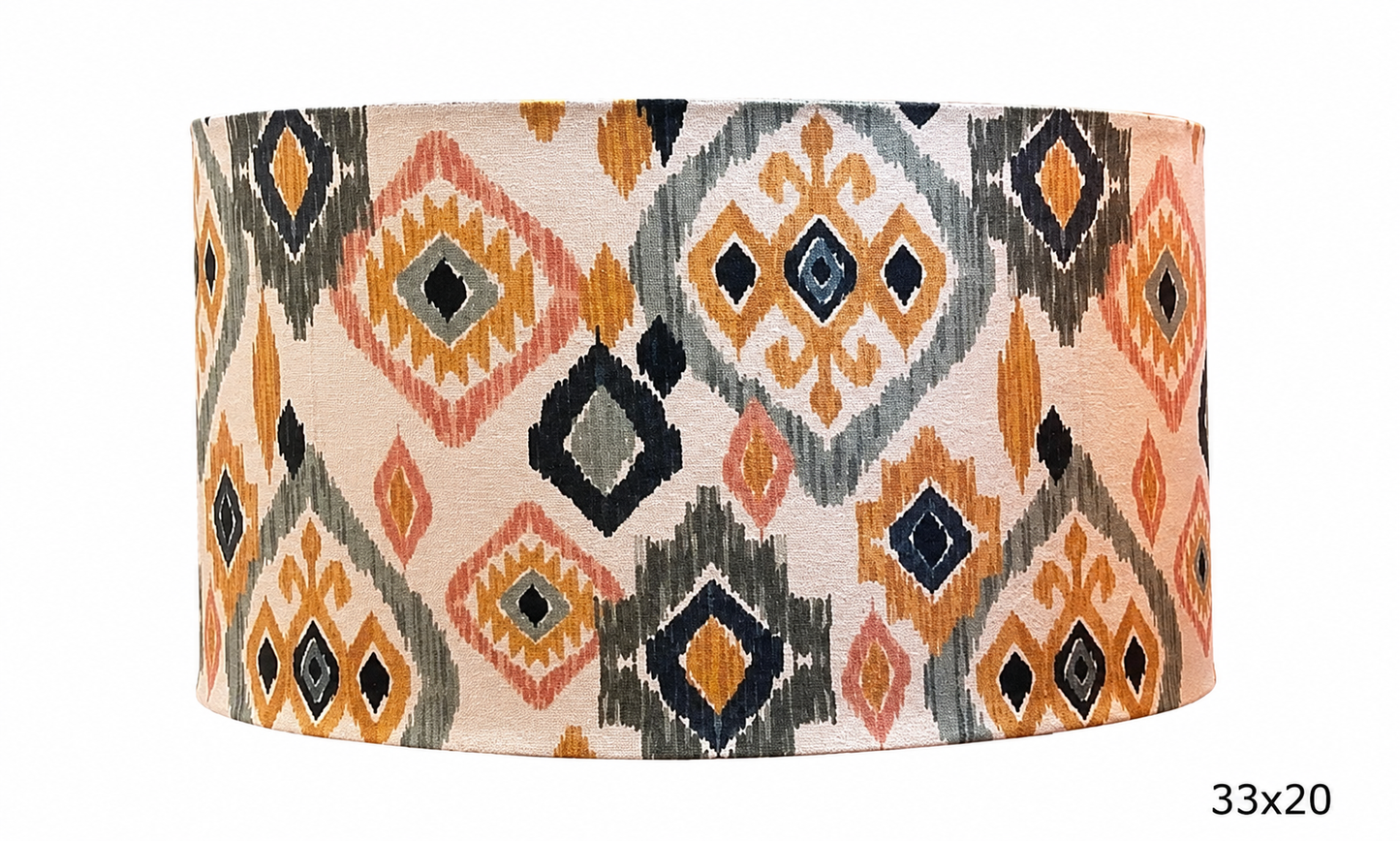 Colorful Ikat (Navy and Yellow) Handmade Lampshade - Ø33 × H20 cm