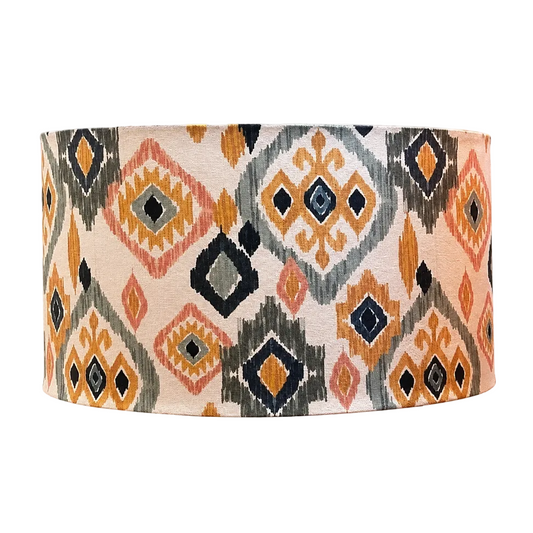 Colorful Ikat (Navy and Yellow) Handmade Lampshade - Ø33 × H20 cm