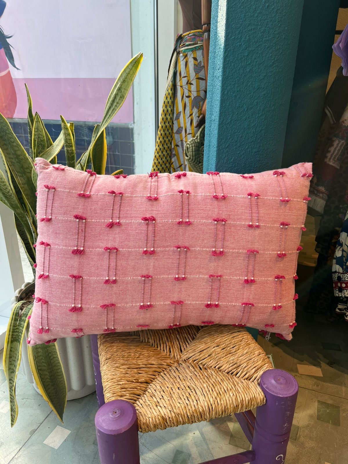 Pink Grid Cushion