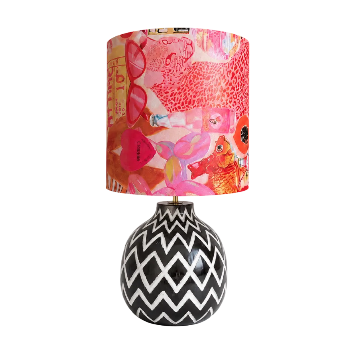 Black and White ZigZag Lamp Base (Small)