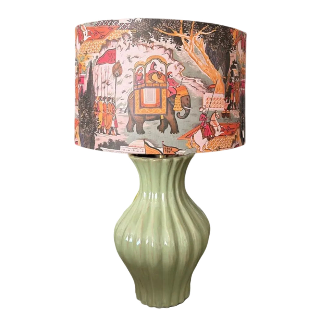 Soft Green Fluted Lamp Base