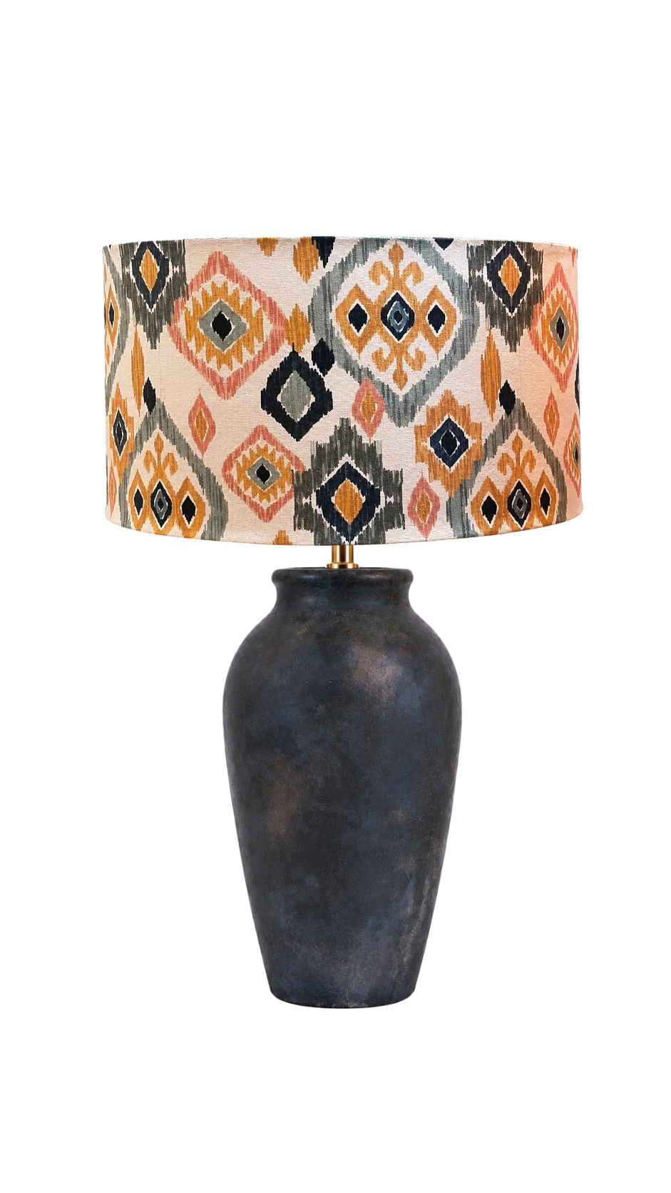 Colorful Ikat (Navy and Yellow) Handmade Lampshade - Ø33 × H20 cm