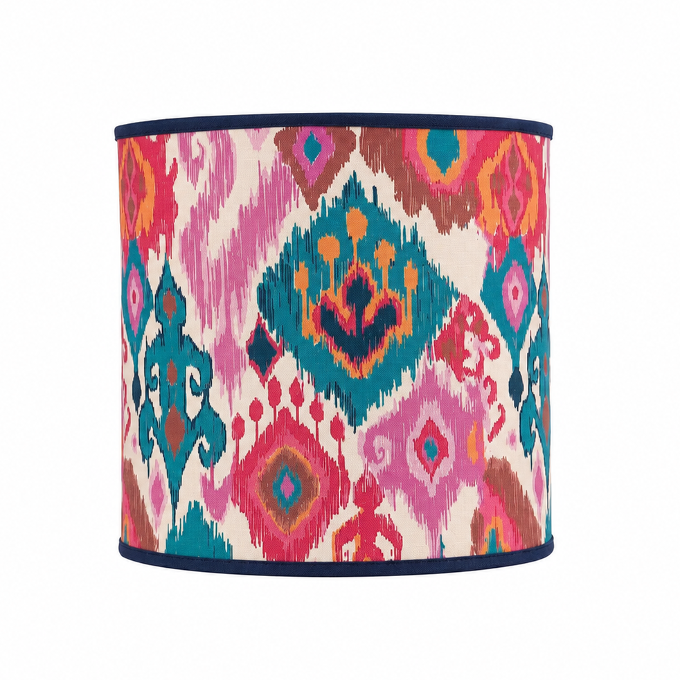 Pink & Teal Ikat Lampshade - Ø25 × H25 cm