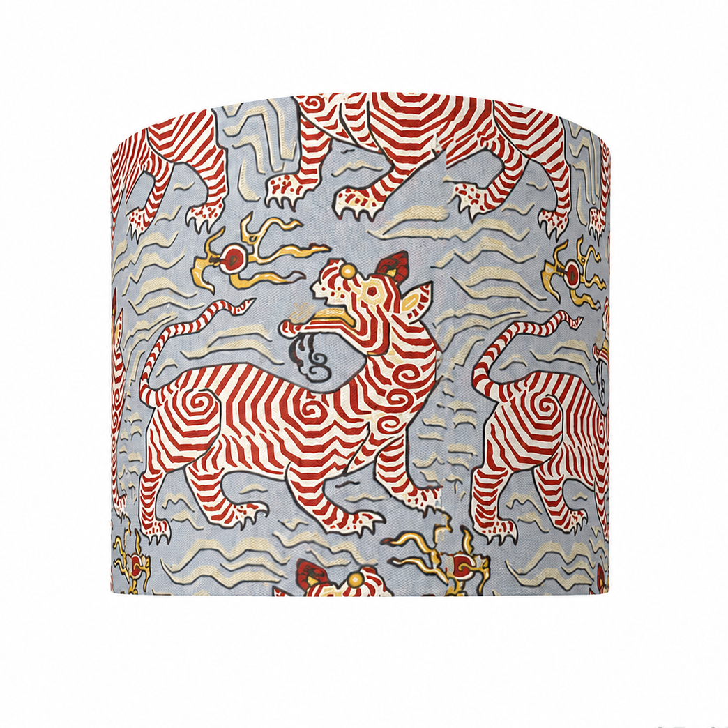 Baby Blue Tibet Tiger Handmade Lampshade - Ø25 × H25 cm