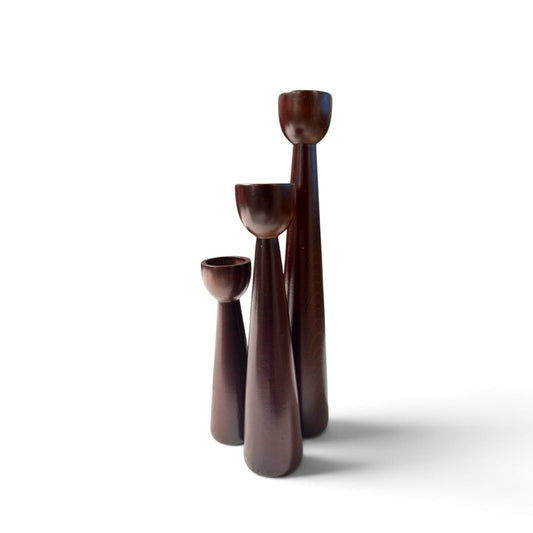Totem Wooden Candle Holders — Set of 3