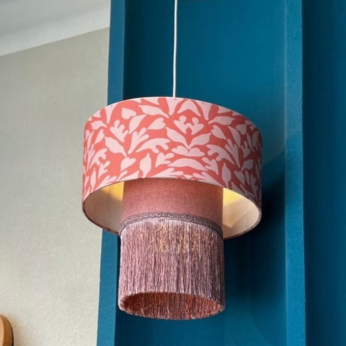 Pink Bloom Handmade Lampshade - Ø45 × H27 cm (Pendant)