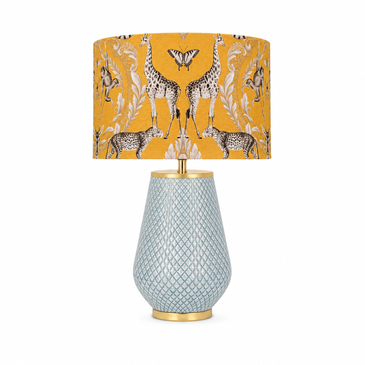 Blue Diamond Ribbed Lamp Base