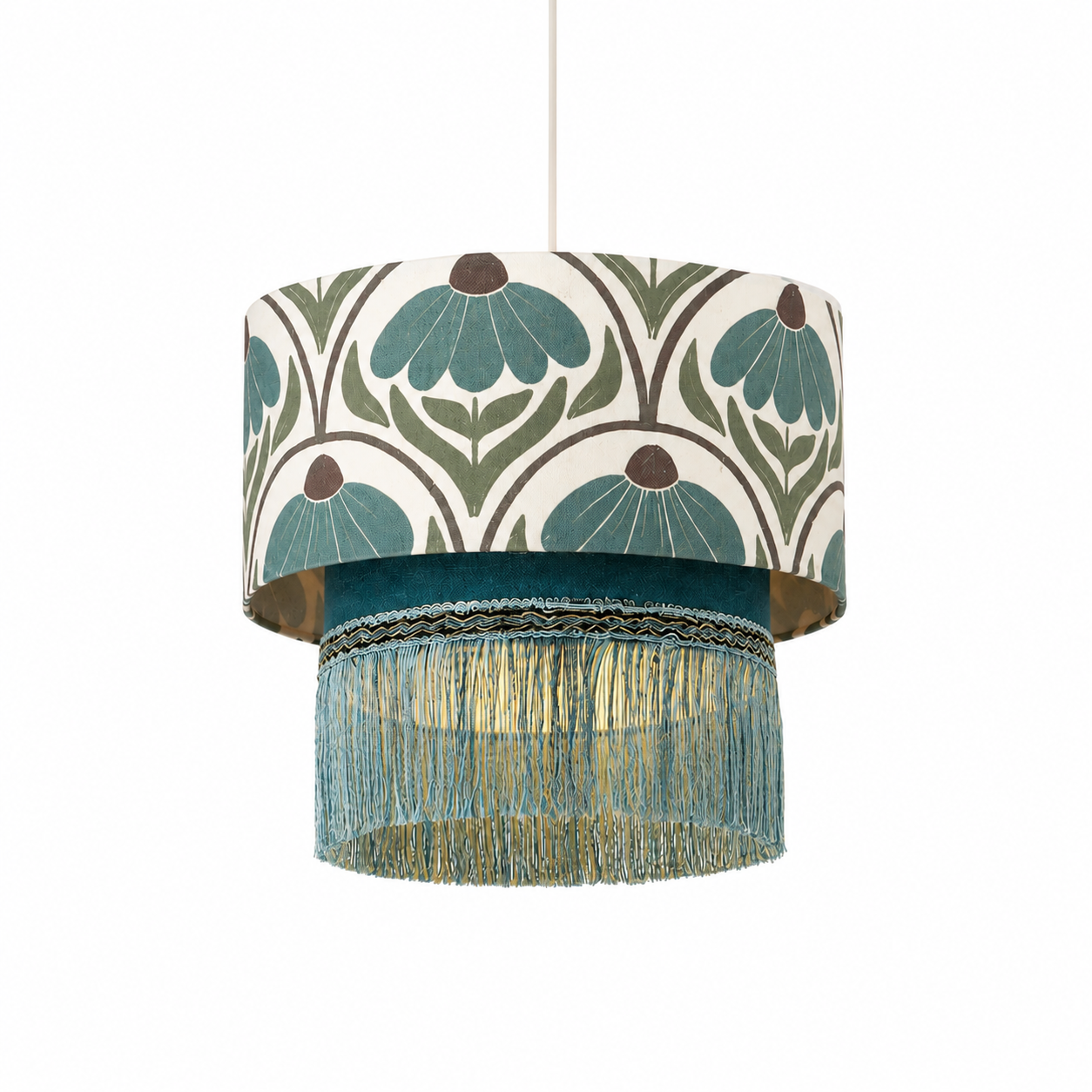 Green Bloom Handmade Lampshade - Ø45 × H25 cm (Pendant)